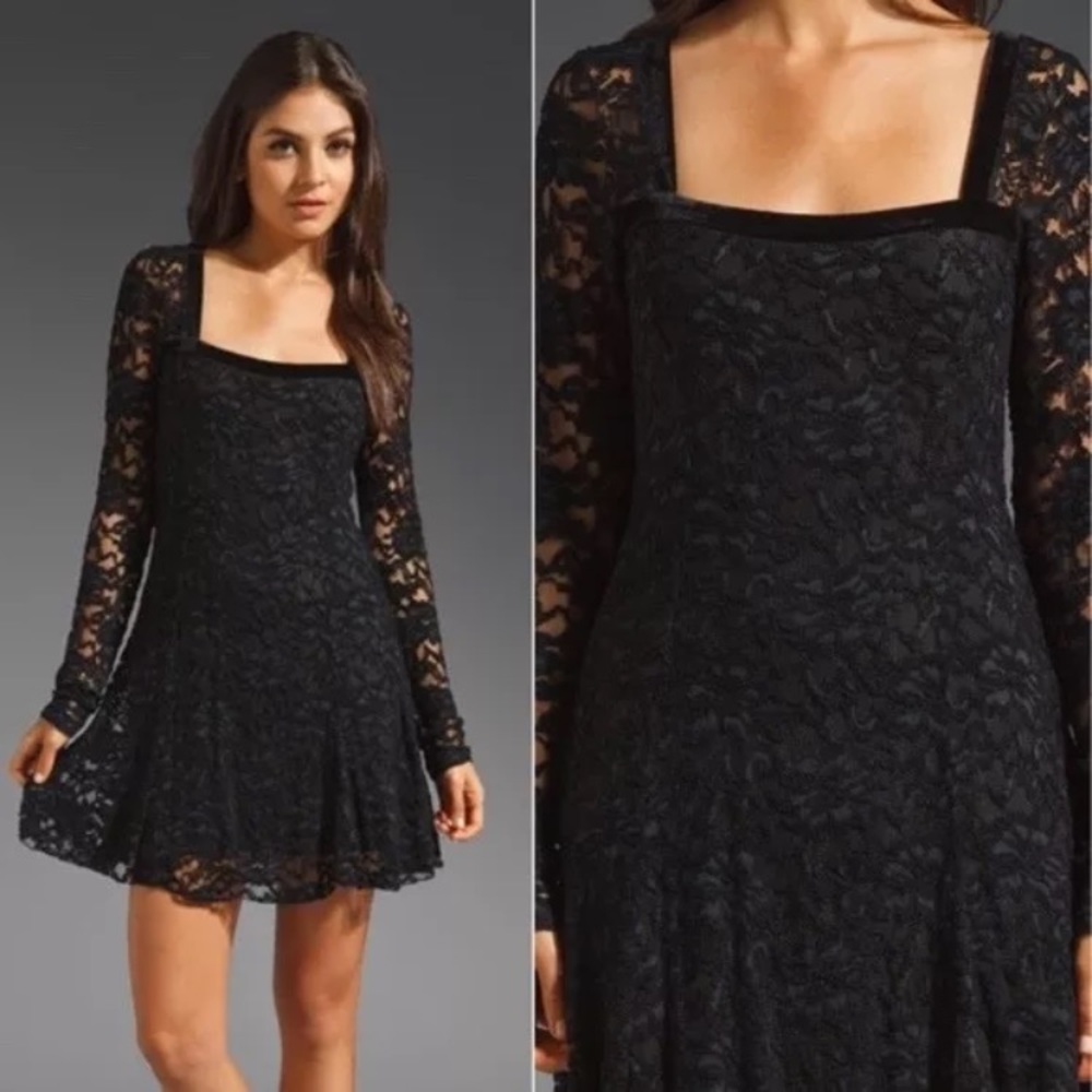 Free People Flirt For You Dress w/ Velvet Trim